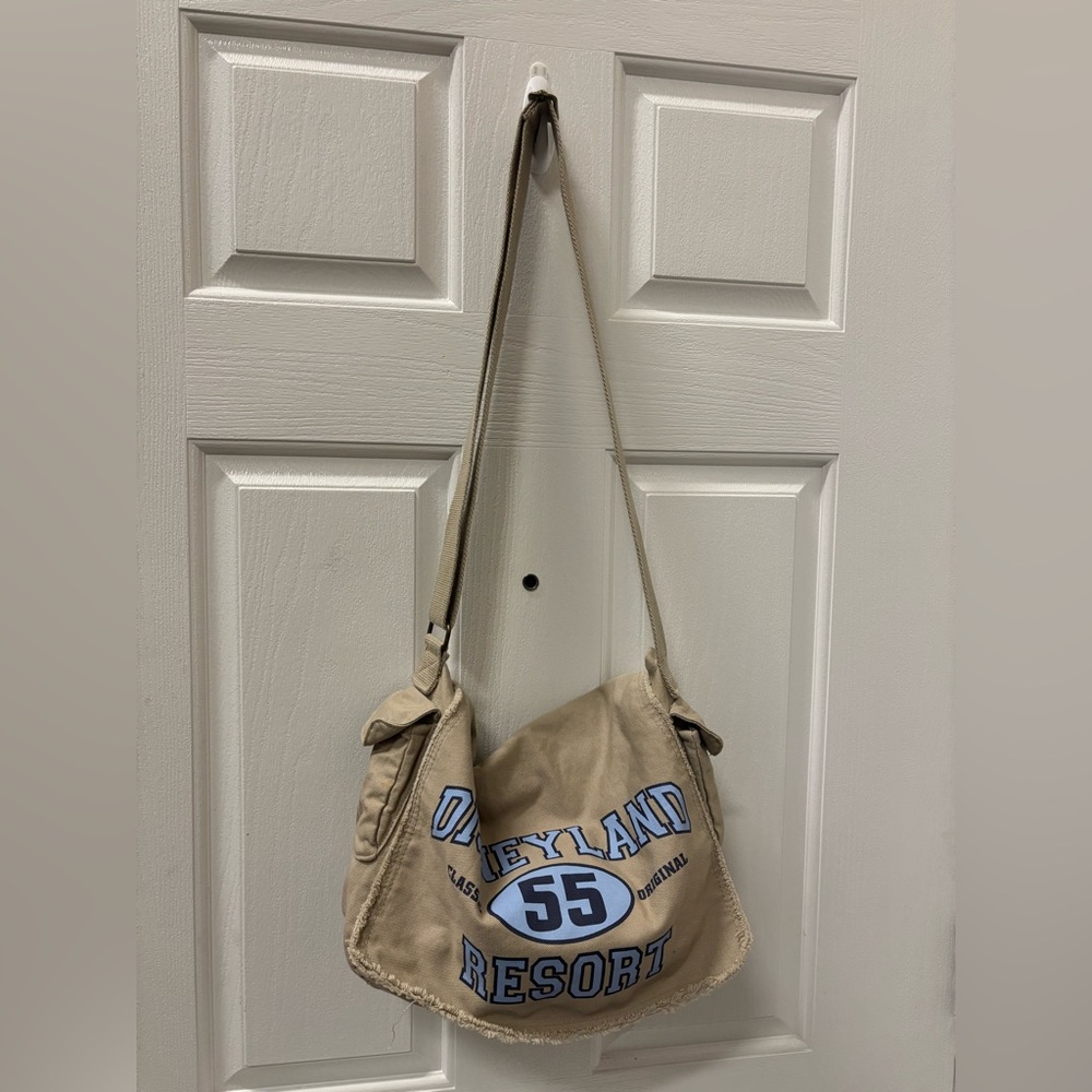 Beige Disneyland Classic 55 Original Canvas Shoulder Bag 13x13” Aprox.